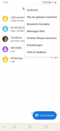 Schritt 3: Öffne die Einstellungen Nachrichten auf SIM-Karte - Öffne die Einstellungen