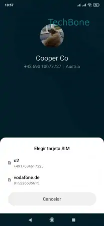 Paso 3: Selecciona una tarjeta SIM para llamar (doble SIM) Marcar un número de la marcación rápida - Selecciona una tarjeta SIM para llamar (doble SIM)