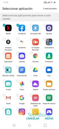 Paso 3: Deselecciona las aplicaciones disponibles Eliminar carpetas - Deselecciona las aplicaciones disponibles