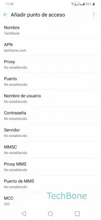 Paso 9: Abre el menú de tres puntos Configurar puntos de acceso (APN) - Abre el menú de tres puntos