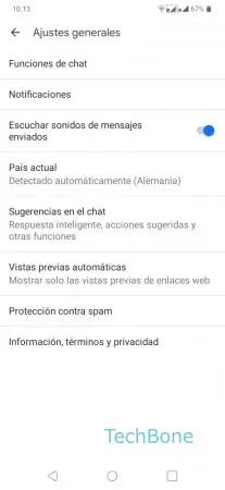 Paso 5: Activa o desactiva Escuchar sonidos de mensajes enviados Sonido de mensajes SMS salientes - Activa o desactiva Escuchar sonidos de mensajes enviados