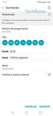 Paso 6: Presiona Guardar Apagar después de la alarma (No molestar) - Presiona Guardar