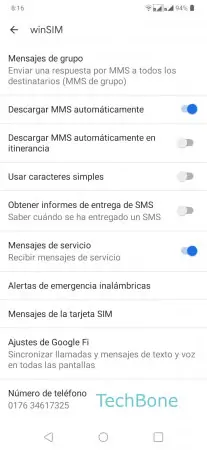 Paso 6: Activa o desactiva Descargar MMS automáticamente en itinerancia Descarga automática del contenido MMS - Activa o desactiva Descargar MMS automáticamente en itinerancia