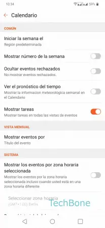 Paso 5: Activa o desactiva Ver prognóstico del tiempo Mostrar tiempo en el calendario - Activa o desactiva Ver prognóstico del tiempo
