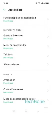 Ajustes de navegación de TalkBack -  Presiona  TalkBack  