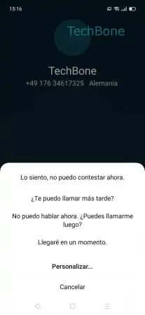 Paso 4: Selecciona una respuesta corta para rechazar la llamada