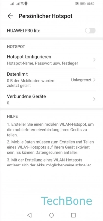 Schritt 5: Tippe auf Hotspot konfigurieren WLAN-Hotspot automatisch deaktivieren - Tippe auf Hotspot konfigurieren