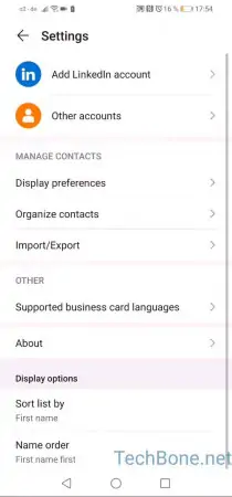 Export contacts -  Tap on  Import/Export  