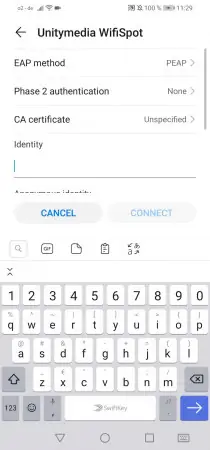 Connect to Wi-Fi -  Type in your  details , the  password  if needed and confirm with  Connect  