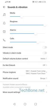 Default volume button control -  Tap on  Default volume button control  