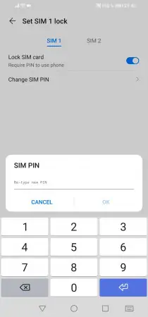 Change SIM PIN -  Confirm new  SIM PIN  and tap on  OK  