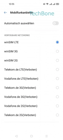 Schritt-8 Wähle ein verfügbares Netzwerk Manuelle Netzwahl - Wähle ein verfügbares Netzwerk