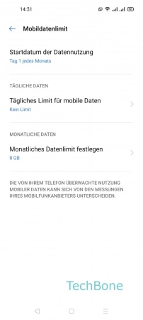 Schritt 5: Tippe auf Tägliches Limit für mobile Daten Tägliches Datenlimit festlegen - Tippe auf Tägliches Limit für mobile Daten