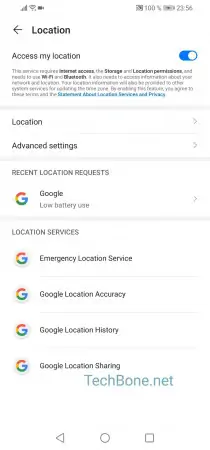 Location access for apps -  Tap on  Location  