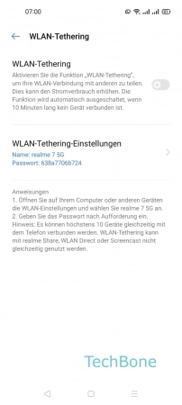 Schritt-4 Aktiviere oder deaktiviere WLAN-Tethering WLAN-Tethering / Repeater - Aktiviere oder deaktiviere WLAN-Tethering
