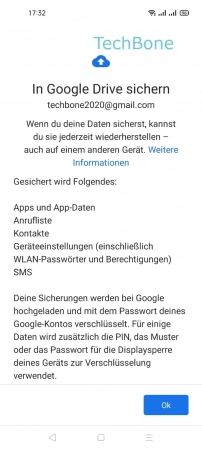 Schritt-6 Tippe auf OK Google-Sicherungskonto für Backups - Tippe auf OK