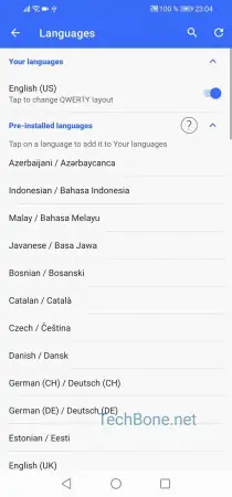 Add keyboard language -  Choose a  language  