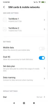 How to Turn on/off Data usage of a SIM card -  Tap on  Set data plan  