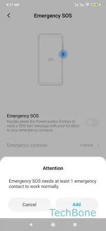 How to Turn on/off Emergency SOS -  Tap on  Add  