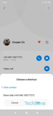 How to Add Contact to Home screen -  Choose  View contact  or  Direct dial  