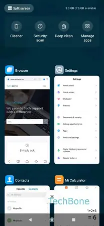 How to Open Split screen - Recent apps -  Tap on  Split screen  