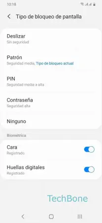 Paso 4: Selecciona Ninguno Eliminar datos biométricos - Selecciona Ninguno