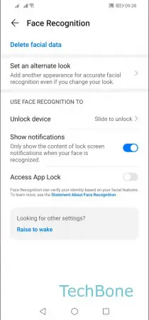 Delete facial data -  Tap on  Delete facial data  