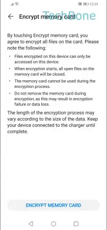 Encrypt memory card -  Confirm with  Encrypt memory card  