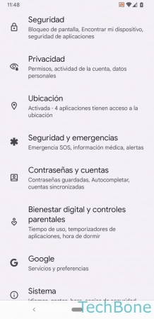 Paso 2: Presiona Seguridad y emergencias Añadir los Contactos de Emergencia - Presiona Seguridad y emergencias