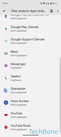 Über anderen Apps einblenden - Wähle eine  App 