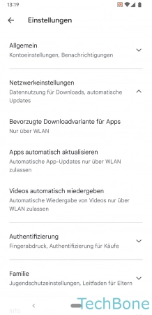 Automatische App-Updates - Tippe auf  Apps automatisch aktualisieren 