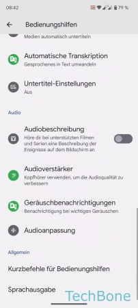 Schritt 3: Tippe auf Audioanpassung Audiobalance - Tippe auf Audioanpassung