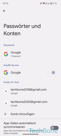 Schritt 3: Wähle den aktuellen Autofill-Service AutoFill de-/aktivieren - Wähle den aktuellen Autofill-Service