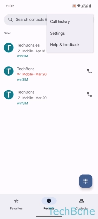 How to Clear the whole Call History - Tap on  Call history 