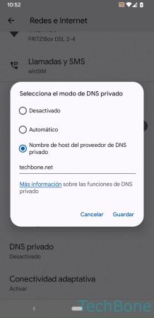 Paso 5: Ingresa los Datos correspondientes y presiona Guardar Configurar un Servidor DNS privado - Ingresa los Datos correspondientes y presiona Guardar