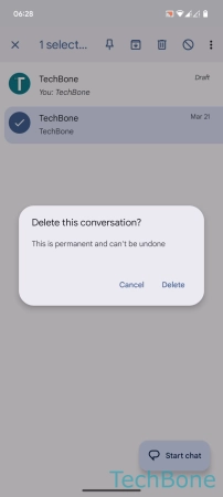 How to Delete a Conversation - Tap on  Delete  to confirm