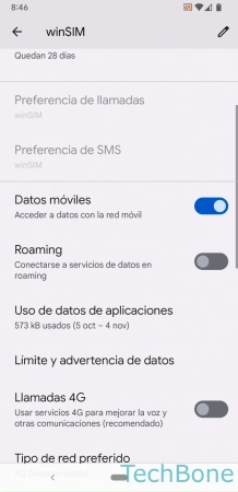 Paso 4: Presiona Límite y advertencia de datos Establecer la Fecha del Reinicio de las Estadísticas de Uso de Datos - Presiona Límite y advertencia de datos