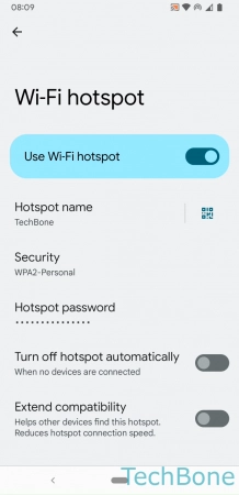 Step 5: Tap on QR code How to Share Wi-Fi hotspot Password via QR-Code - Tap on QR code