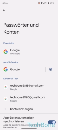 Schritt 3: Wähle ein Google-Konto Kalender-Synchronisierung - Wähle ein Google-Konto