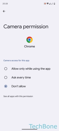 How to Manage App permissions - Select  Allow ,  Allow only while using the app ,  Ask every time  or  Don´t allow 