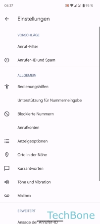 Rufnummer anzeigen/unterdrücken - Tippe auf  Anrufkonten 