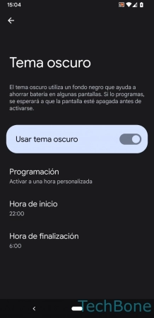 Paso 6: Esablece la Hora de inicio/finalización Programar el Tema oscuro - Esablece la Hora de inicio/finalización