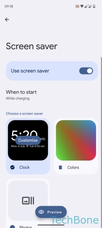 Screen saver clock style - Tap on  Customize 