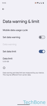 How to Set Monthly Data usage Limit - Tap on  Data limit 