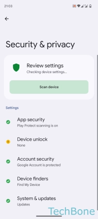 How to Set up Screen lock with Pattern, PIN or Password - Tap on  Device unlock 