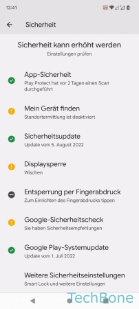 PIN ändern - Tippe auf  Weitere Sicherheitseinstellungen 