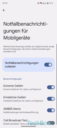 Schritt 4: De-/aktiviere die Notfallbenachrichtigungen oder einzelne Kategorien Notfallbenachrichtigungen - De-/aktiviere die Notfallbenachrichtigungen oder einzelne Kategorien
