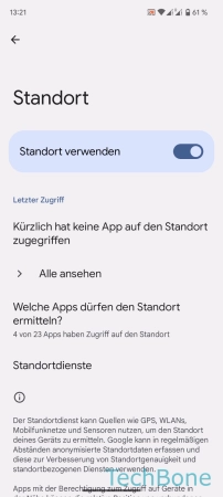 WLAN- und Bluetooth-Suche - Tippe auf  Standortdienste 