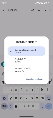 Schritt 3: Wähle eine Tastatursprache Sprache bei Eingabe ändern - Wähle eine Tastatursprache