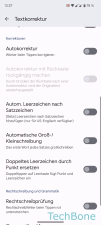 Schritt 7: Aktiviere oder deaktiviere Automatische Groß-/Kleinschreibung Automatische Groß-/Kleinschreibung - Aktiviere oder deaktiviere Automatische Groß-/Kleinschreibung